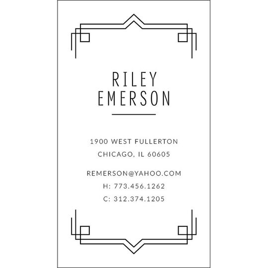 Vertical Deco Border Business Cards - Raised Ink
